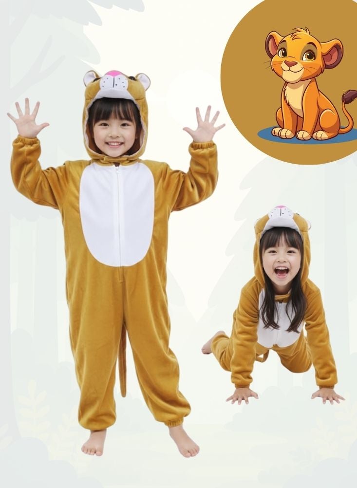 بريميم زي تنكري على شكل أسد للأطفال - زي ملك الغابة الناعم ذو القلنسوة للأطفال - Image 1